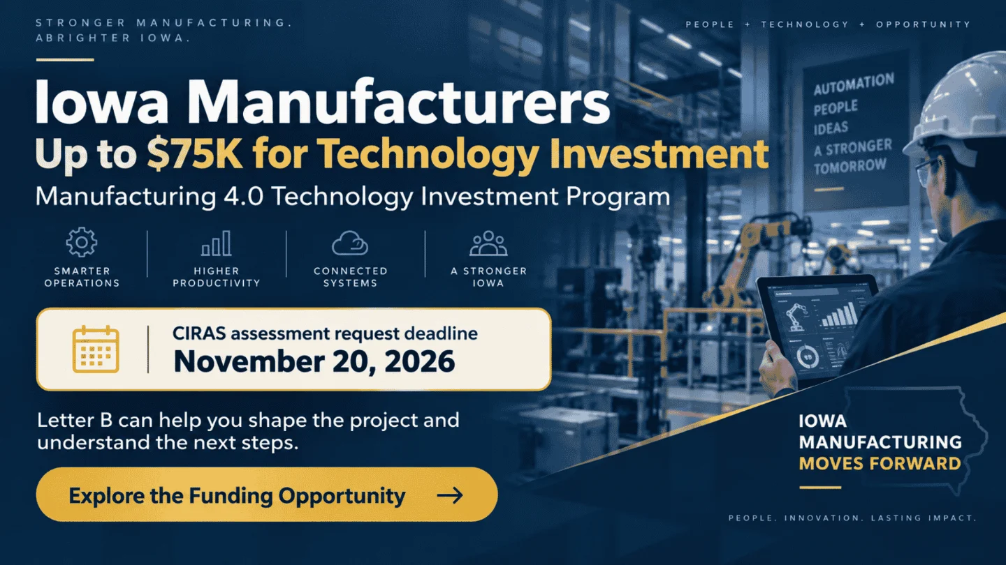 Up to $75,000 for Iowa Manufacturing 4.0 technology investment